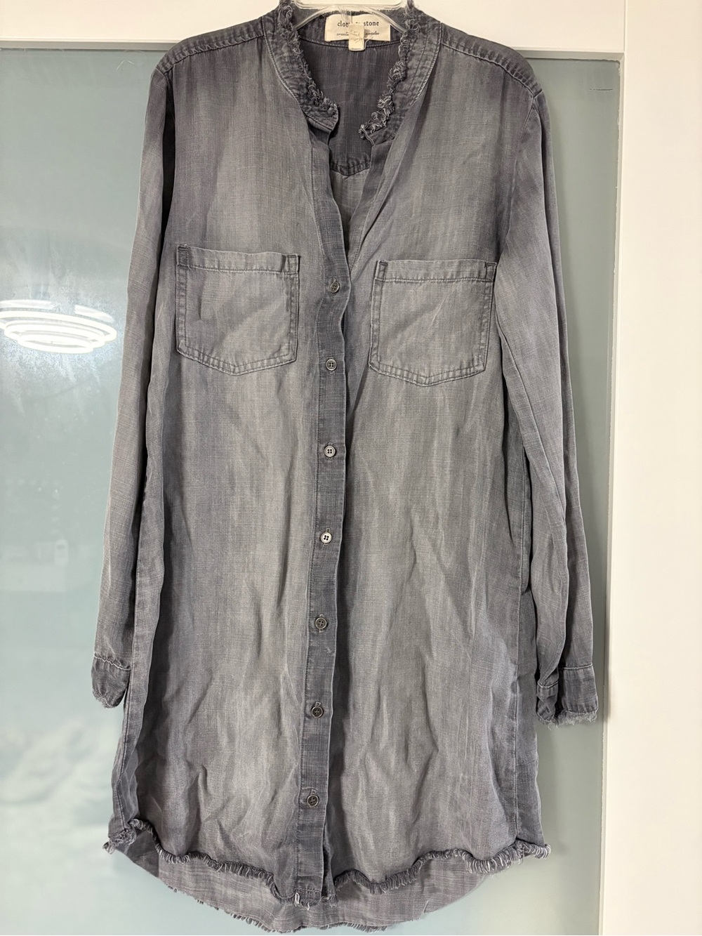 Cloth and Stone Soft Lightweight Gray Button-Front Women’s Shirt Dress